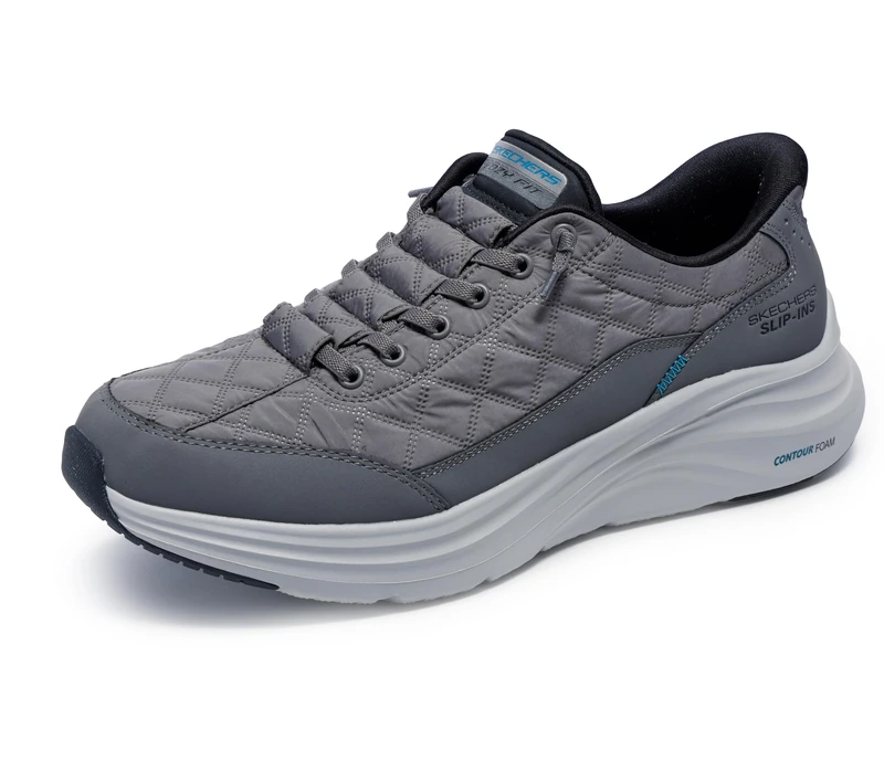 Skechers Men's Contour Foam Cozy Fit Slip-in, Charcoal, 6.5 UK