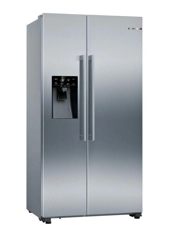 Bosch, Series 6, KAD93AIERG, American side by side Fridge-freezer with Undercounter Freezer, Total No Frost,Integrated horizontal handle, door alarm, SuperFreeze, Brushed steel