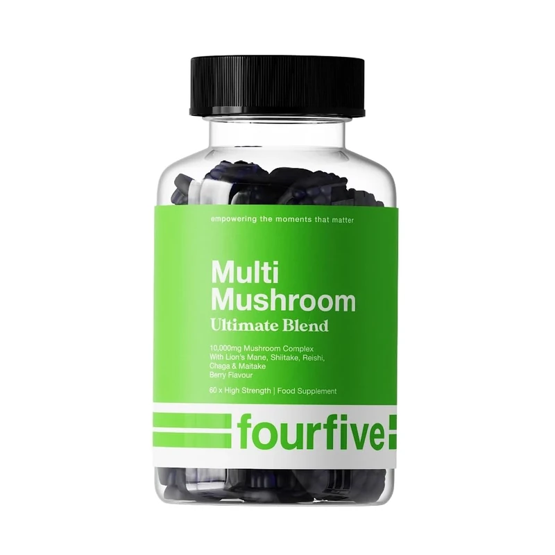 fourfive Multi Mushroom Gummies (10000mg) Ultimate Blend with Reishi, Lion's Mane, Chaga, Maitake & Shiitake, Optimum Daily Dose - 60 Gummies
