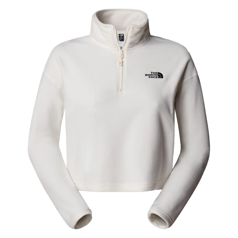 The North Face Women's 100 Glacier Cropped 1/4 Zip Sweatshirt, White Dune/Npf, M