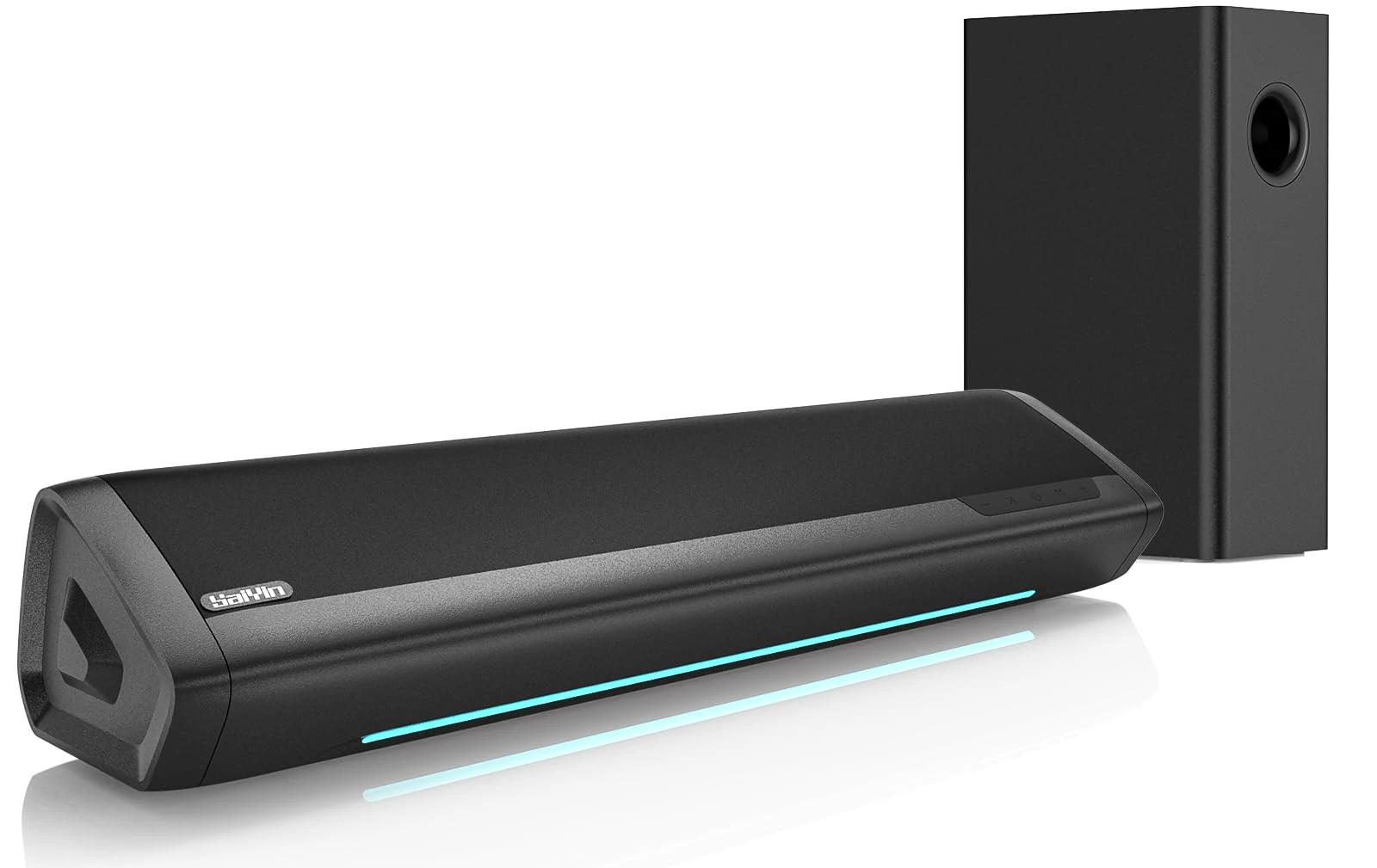 Saiyin Sound Bar with Subwoofer for TV, 17-inch Soundbar, 2.1ch Surround Sound System with Adjustable Bass, Volume Indicator and Bluetooth/Optical/AUX Input for TV, PC, Projector