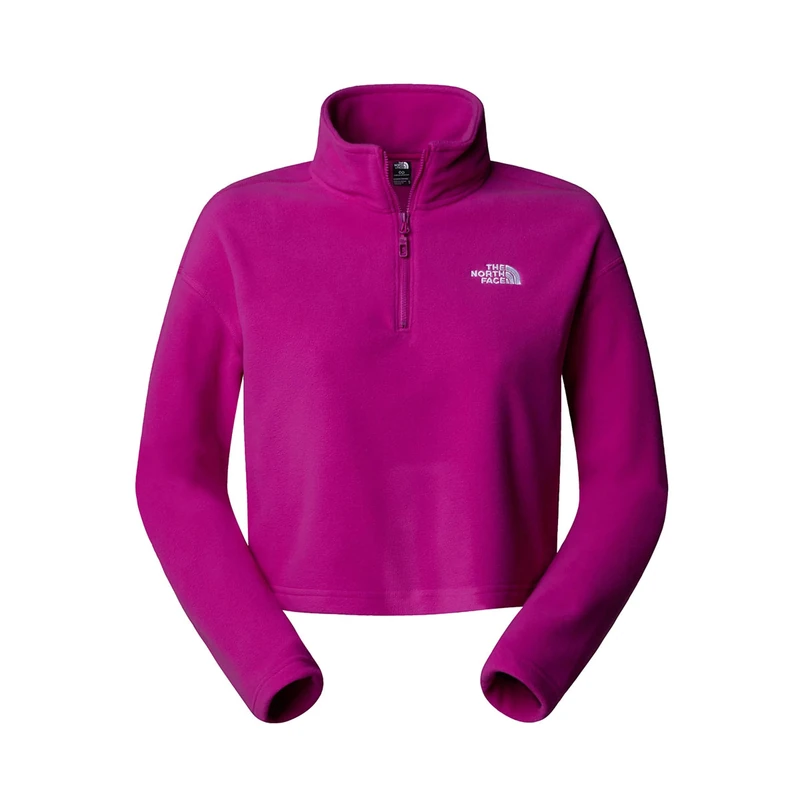 The North Face Women's 100 Glacier Cropped 1/4 Zip Sweatshirt, Deep Mulberry, XS
