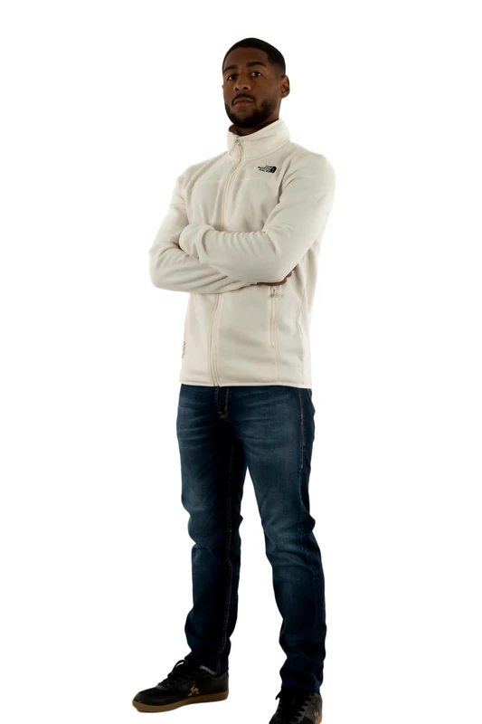 The North Face Men's 100 Glacier Full Zip Fleece Jacket, White Dune, S