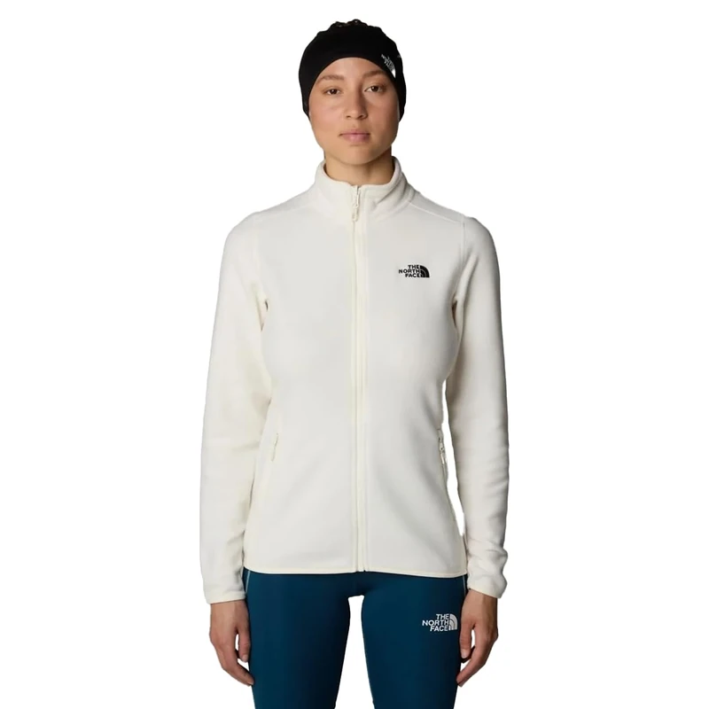 The North Face Women's 100 Glacier Fz Fleece Jacket, White Dune/Npf, XS