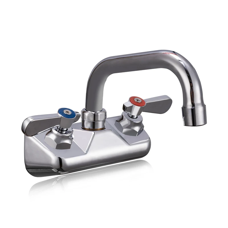 Phivan Commercial Kitchen Sink 4" Central Wall Mount Hand Sink Brass Constructed with 6" Swivel Spout for Kitchen, Laundry Room, Restaurant, Industrial Compartment Sink