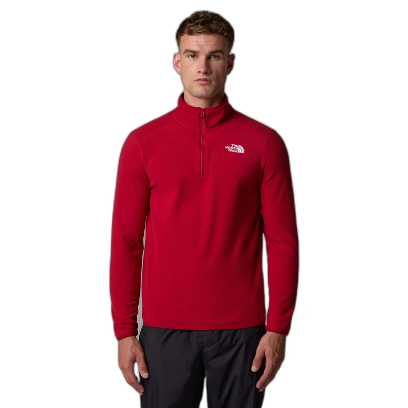 The North Face Men's 100 Glacier 1/4 Zip Sweatshirt, Garnet Red, S