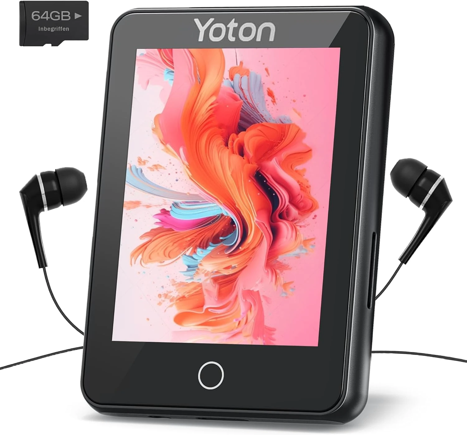 Yoton MP3 Player with Bluetooth 5.2, 80GB Full Touchscreen for Kids, Portable Music Player with Speaker, HiFi Sound, 8H Play Time, Built-in Micro SD Card, Earphones Included, 128GB Expandable