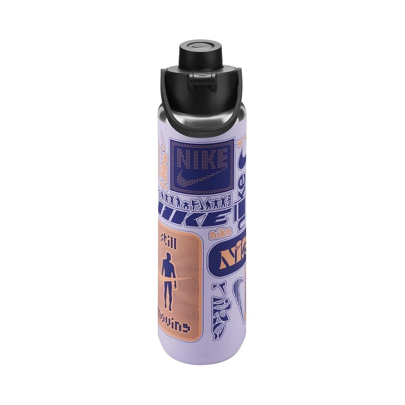 Nike SS Recharge Chug Bottle 24oz 709 ml Stainless Steel Water Bottle Sports Bottle Training Graphic, Hydrangeas/Black/Deep Night/Apricot Agate - Image 1