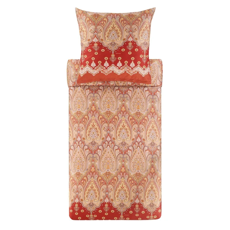 Bassetti Isolabella 9329903 Bed Linen + 1 Pillowcase Made of 100% Cotton Satin in Red R1, Dimensions: 135 x 200 cm + 1 K 80 x 80 cm