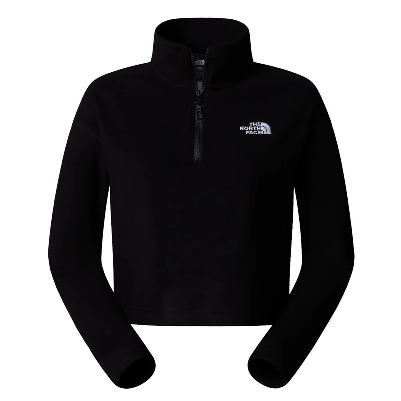 The North Face Women's 100 Glacier Cropped 1/4 Zip Sweatshirt, Tnf Black/Npf, XS