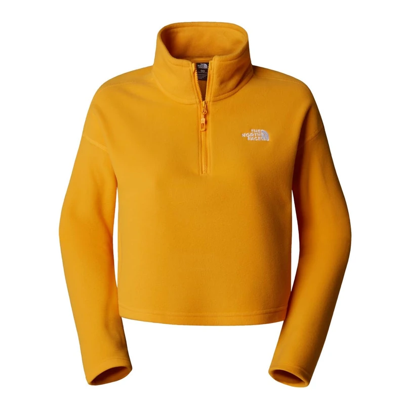 The North Face Women's 100 Glacier Cropped 1/4 Zip Sweatshirt, Summit Gold, XS