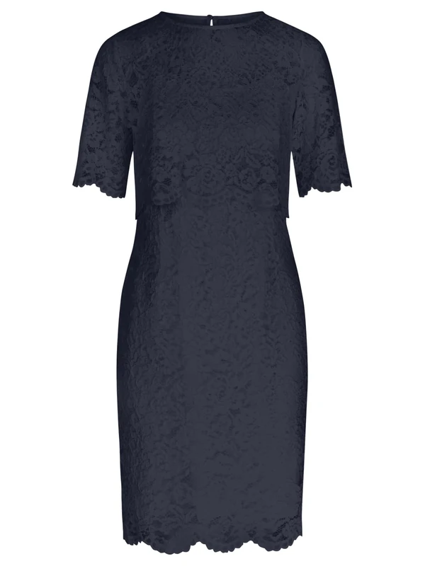 APART Fashion Women's Spitzenkleid mit Spitzenjäckchen Cocktail Dress, Midnight Blue, 16