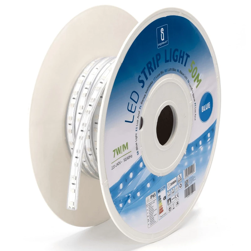 Glowster Blue LED Strip 50 m 10 mm with Integrated Circuit for Decorative Lighting and ambience Indoors and Outdoors.