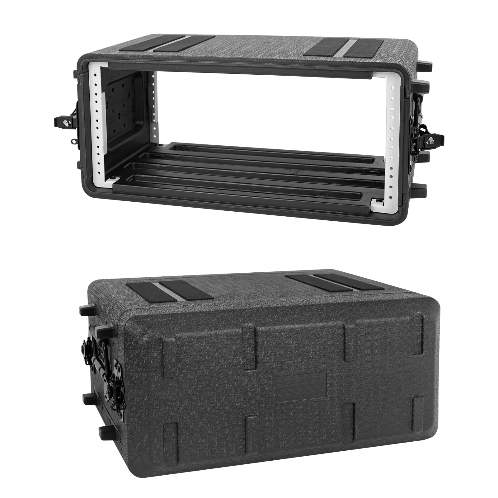 HOHIYO Rack Case, 4U Shallow 12" Depth, 19" Rackmount Flight Case, Durable HDPE Watertight Dust-Proof Shock Mount Rack with Microphone Compartments (260-4U)