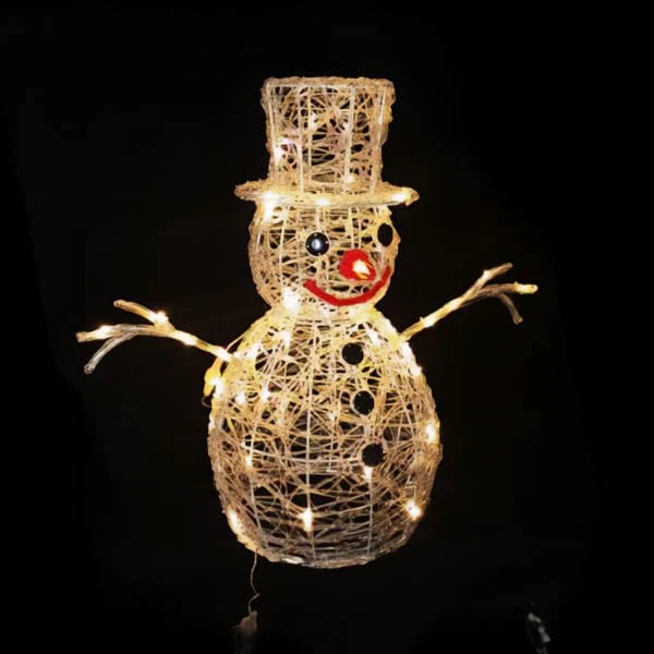 Low Voltage Acrylic Snowman Lighting Warm White 120cm Ideal for Christmas Decorations and Winter Events