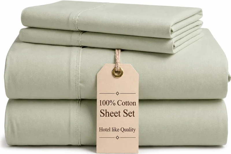 Good Sleep Bedding California King Sheet Sets - 4 Pc,100% Cotton Bed Sheets, 800 TC Cal King Sheets, 16" Deep Pocket California King Sheets, Durable California King Bed Sheets - Sage Sheets