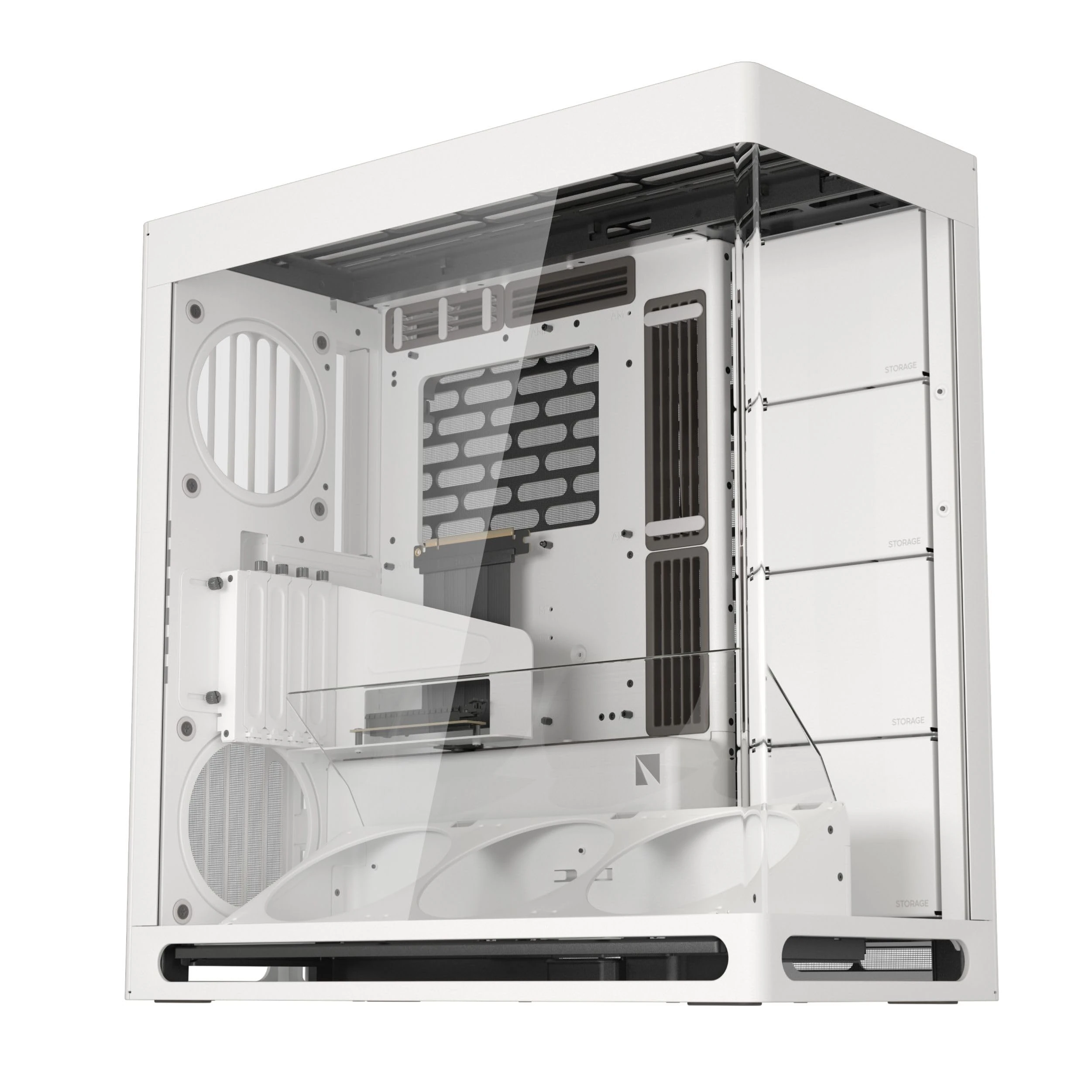 HAVN HS 420 VGPU Dual-Chamber ATX Mid Tower PC Case White | PCIe 5.0 Vertical GPU Kit, 11x 140mm Fan Slots & 2x 420mm Radiator Support, SimpliCable Cable Management, Tempered Glass, PWM Fan Hub