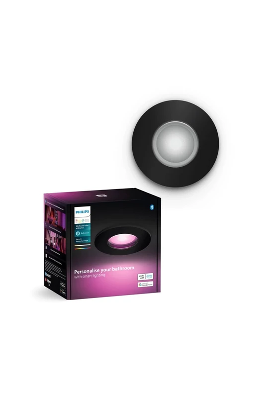 Philips Hue White & Color Ambiance Xamento recessed spotlights 1 Pack, dimmable Bathroom Lights for The Hue System with 16 Million Colours, Intelligent Light Control via Voice and app, Black.