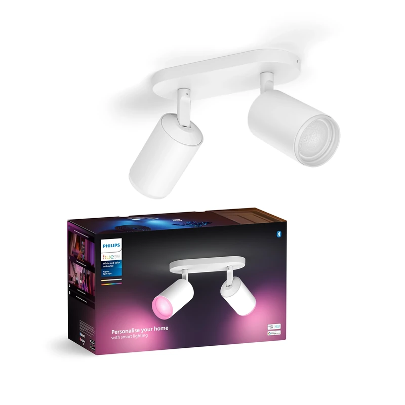 Philips Hue White & Color Ambiance Fugato Spot 2 FLG. White 2x350lm, dimmable, 16 Million Colours, app-controllable, Compatible with Amazon Alexa (Echo, Echo Dot)