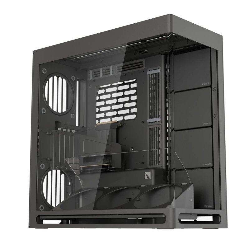 HAVN HS 420 VGPU Dual-Chamber ATX Mid Tower PC Case Black | PCIe 5.0 Vertical GPU Kit, 11x 140mm Fan Slots & 2x 420mm Radiator Support, SimpliCable Cable Management, Tempered Glass, PWM Fan Hub