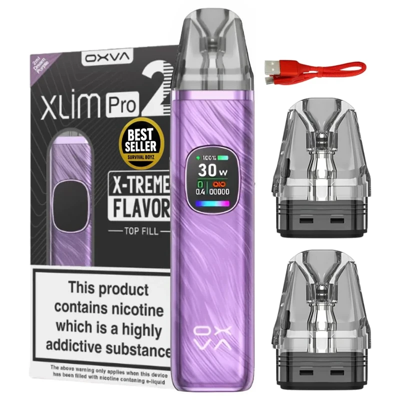 Oxva Xlim Pro 2 Pod Kit [Dream Purple] - Available in 24 colours, 2A Fast Charge, 1300mAh Battery, 0.56" Ultra-HD Color Screen - No Nicotine