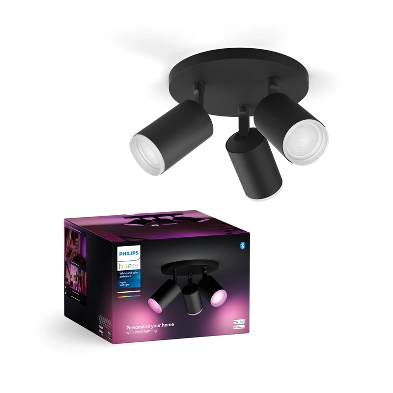 Philips Hue White & Color Ambiance Fugato Spot 4 FLG. Black 4x350lm, dimmable, 16 Million Colours, app-controllable, Compatible with Amazon Alexa (Echo, Echo Dot)
