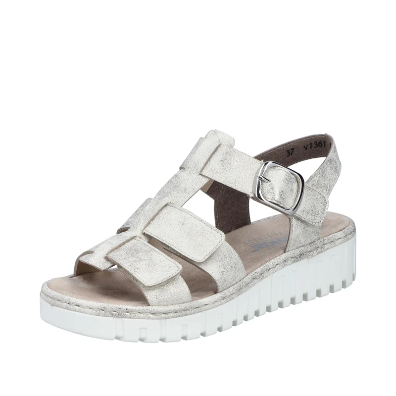 Rieker Women's V1361 Wedge Sandals, Beige, 38 EU, Beige, 5 UK