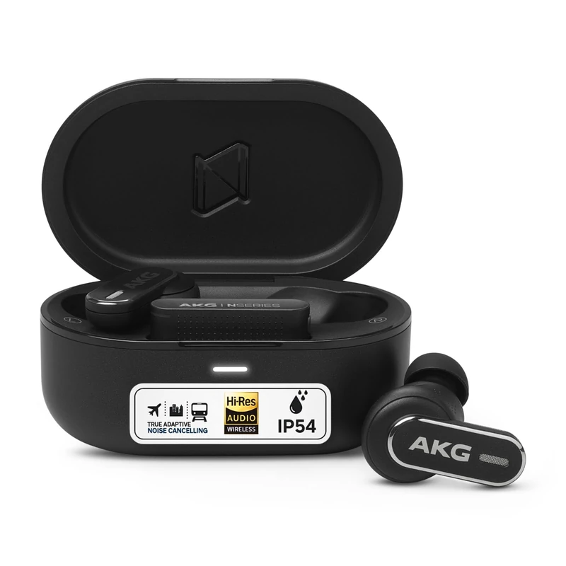 AKG N5 Hybrid TWS Headset – Wireless Crystal Clear Sound, True Adaptive Noise Cancelling, Zoom-certified Call Quality, 40h Playtime, IP54 Protection, Bluetooth, USB-C, Black