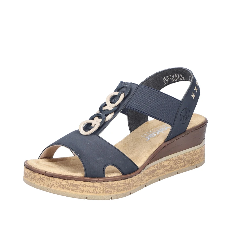 Rieker Women's 63798 Wedge Sandals, Blue 14, 5 UK