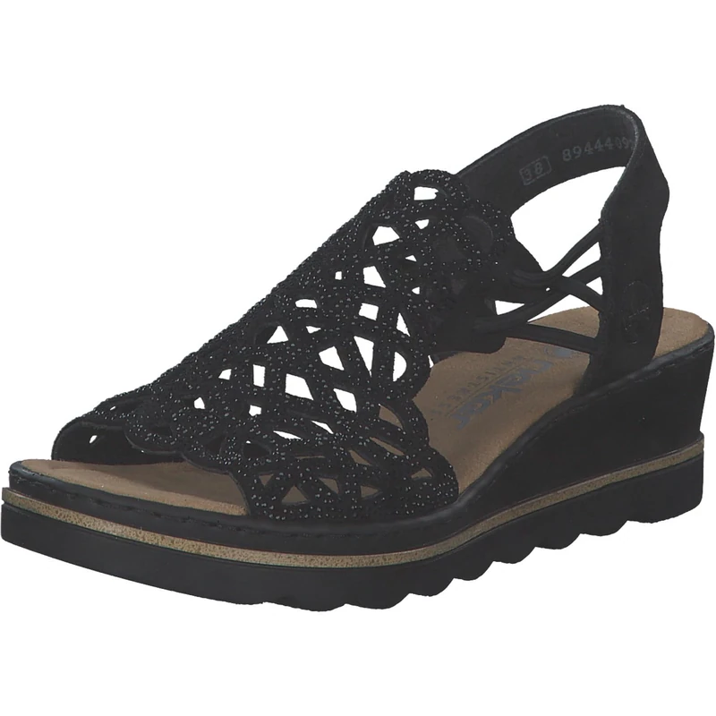 Rieker Wedge Sandals, Black, black, 8 UK