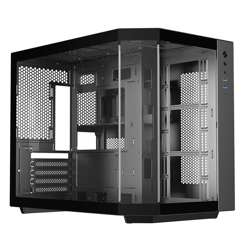IONZ APEX - PC Gaming Case, M-ATX Mid Tower, Dual Chamber Dynamic - Front I/O Type C, Tempered Glass | Case Only - Black