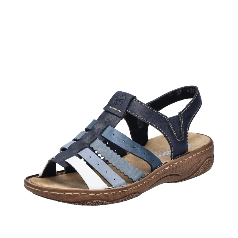 Rieker Women's V2875 Strappy Sandals, blue, 6.5 UK