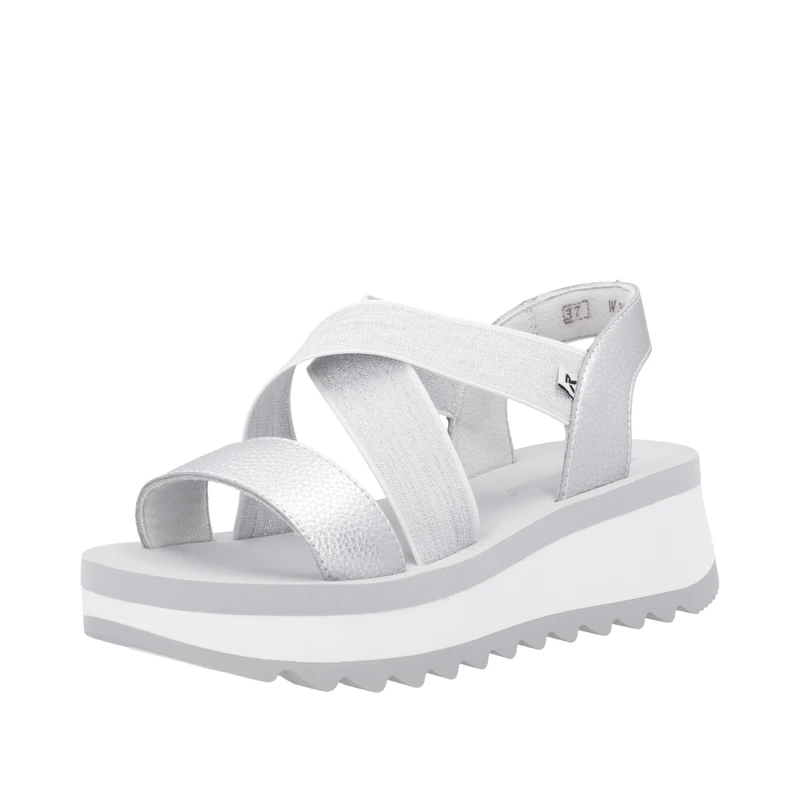 Rieker Women's W3053 Wedge Sandals, Platinum 90 Silver, 6 UK
