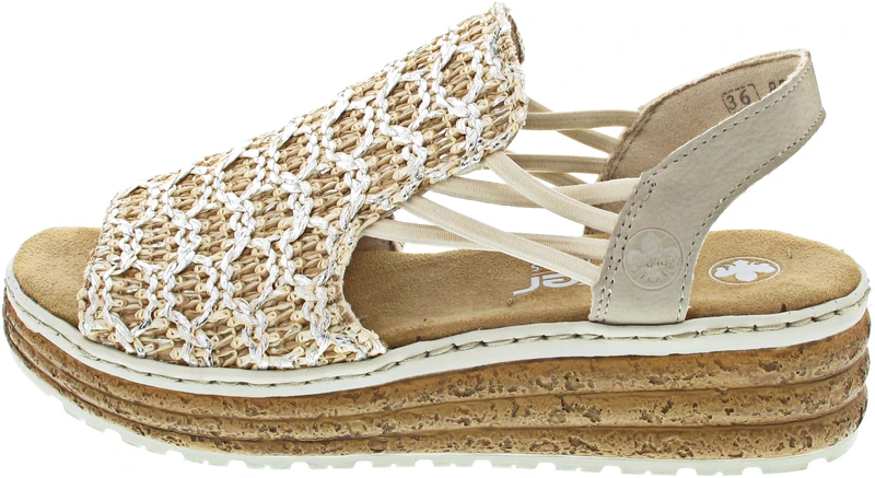 Rieker 62860 Women's Sandals, beige silver cliff, 6.5 UK