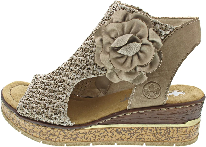 Rieker Wedge Sandals Beige, beige, 8 UK