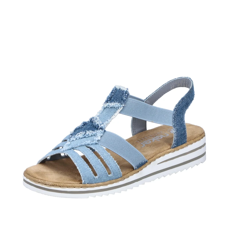 Rieker Women's V0678 Wedge Sandals, blue, 8 UK