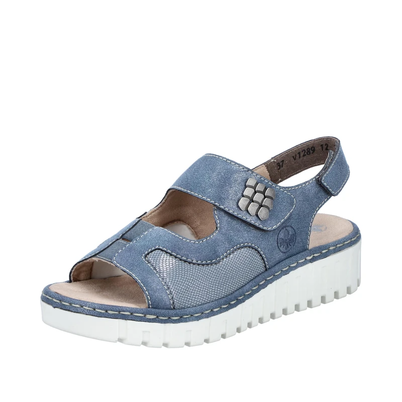 Rieker Women's V1389 Wedge Sandals, Blue 12, 6 UK