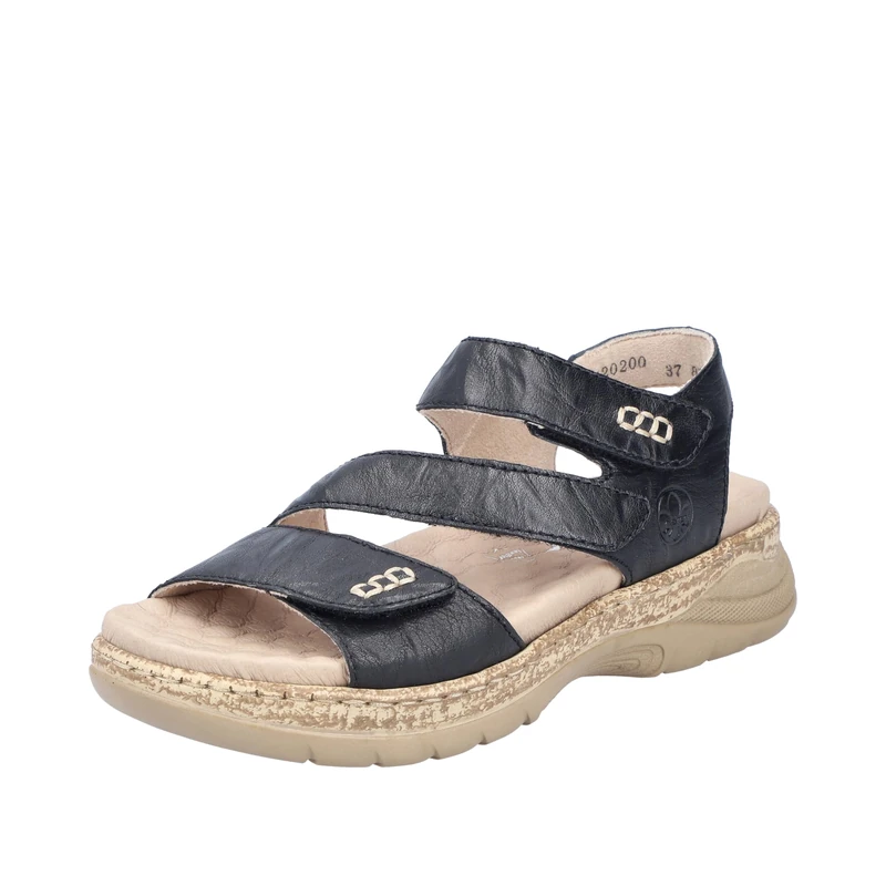 Rieker Women's V2202 Strappy Sandals, black, 8 UK