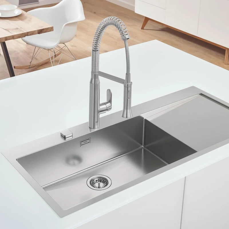 GROHE Kitchen Set - K7 Tap & K1000 Sink (Stainless Steel, 1160x520mm, Undermount, Modern, Rectangular, 1 hole, 20cm D x W x H)