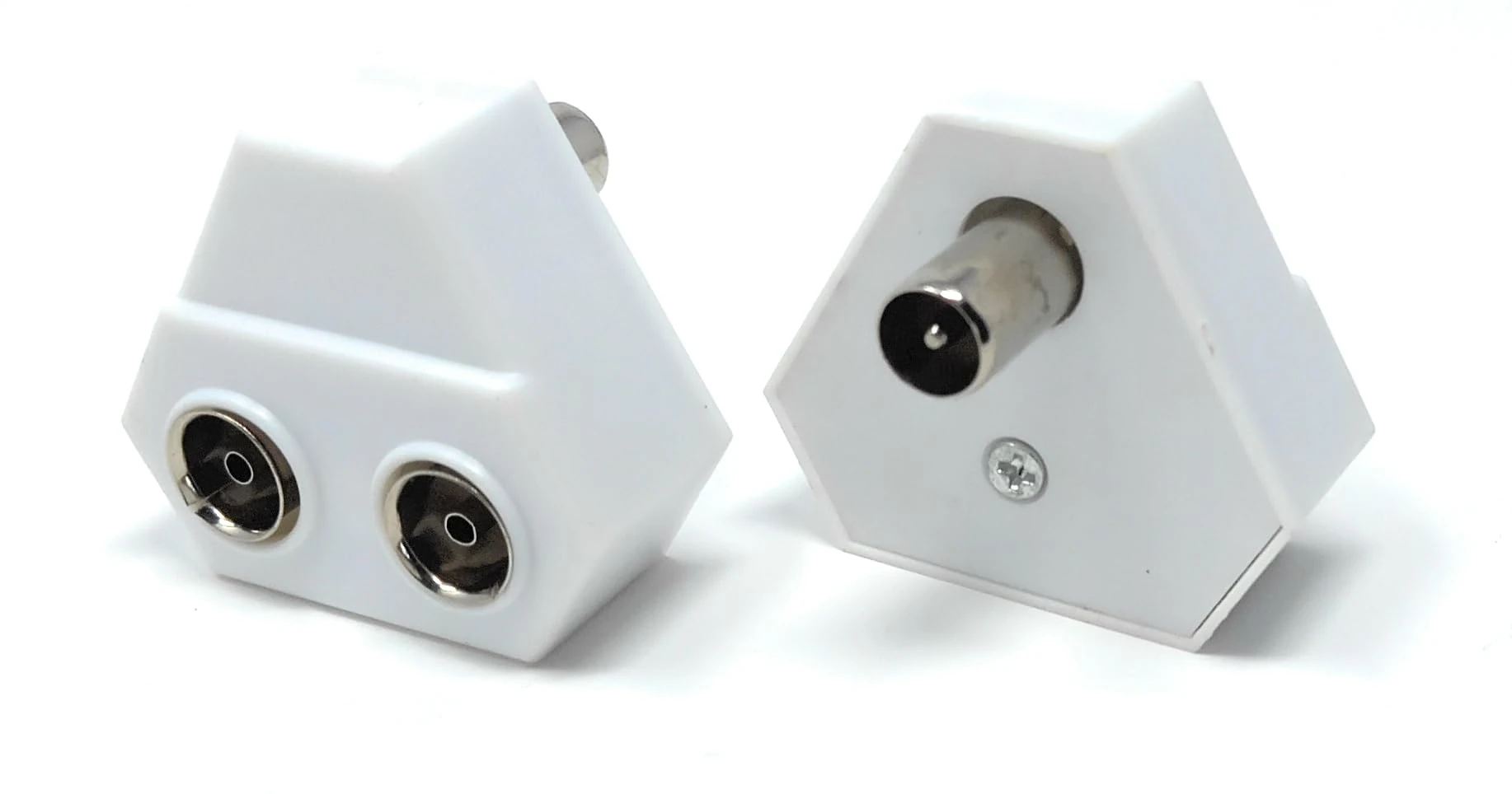 DRUT TV RF Aerial Antenna Coax Splitter, 1 Male to 2 Way Female Sockets Adapter Connector Joiner