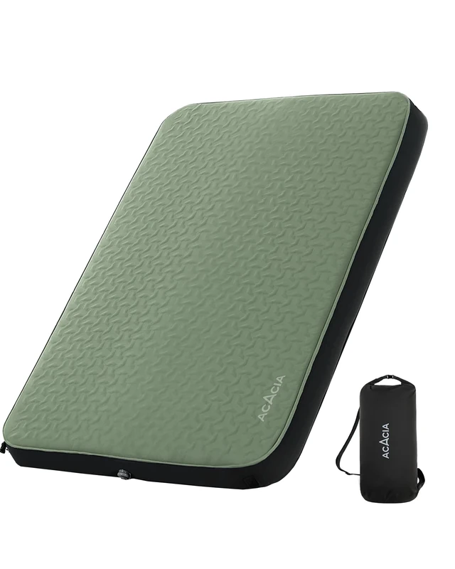 ACACIA 4.3" Thick Self Inflating Sleeping Pad with Foam | Innovative Y-Shaped Telescopic Structure | Ultraportable Camping Mattress | Outdoor Compact Air Mat for Tent Car | Full