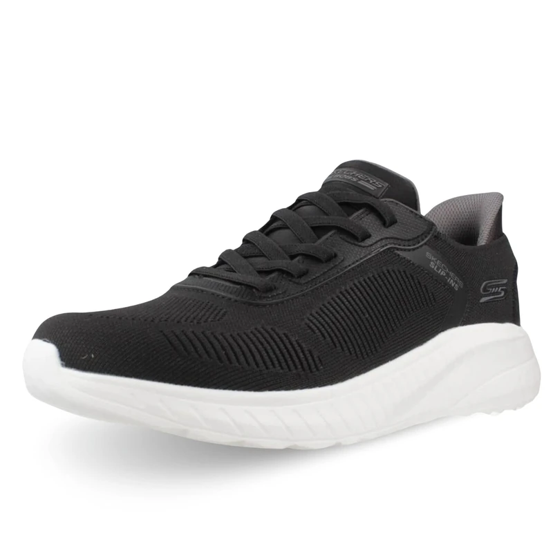 Skechers Men's Hands Free Slip-ins Squad Chaos-Solid Step Sneaker, Black/Black, 5.5 UK Wide