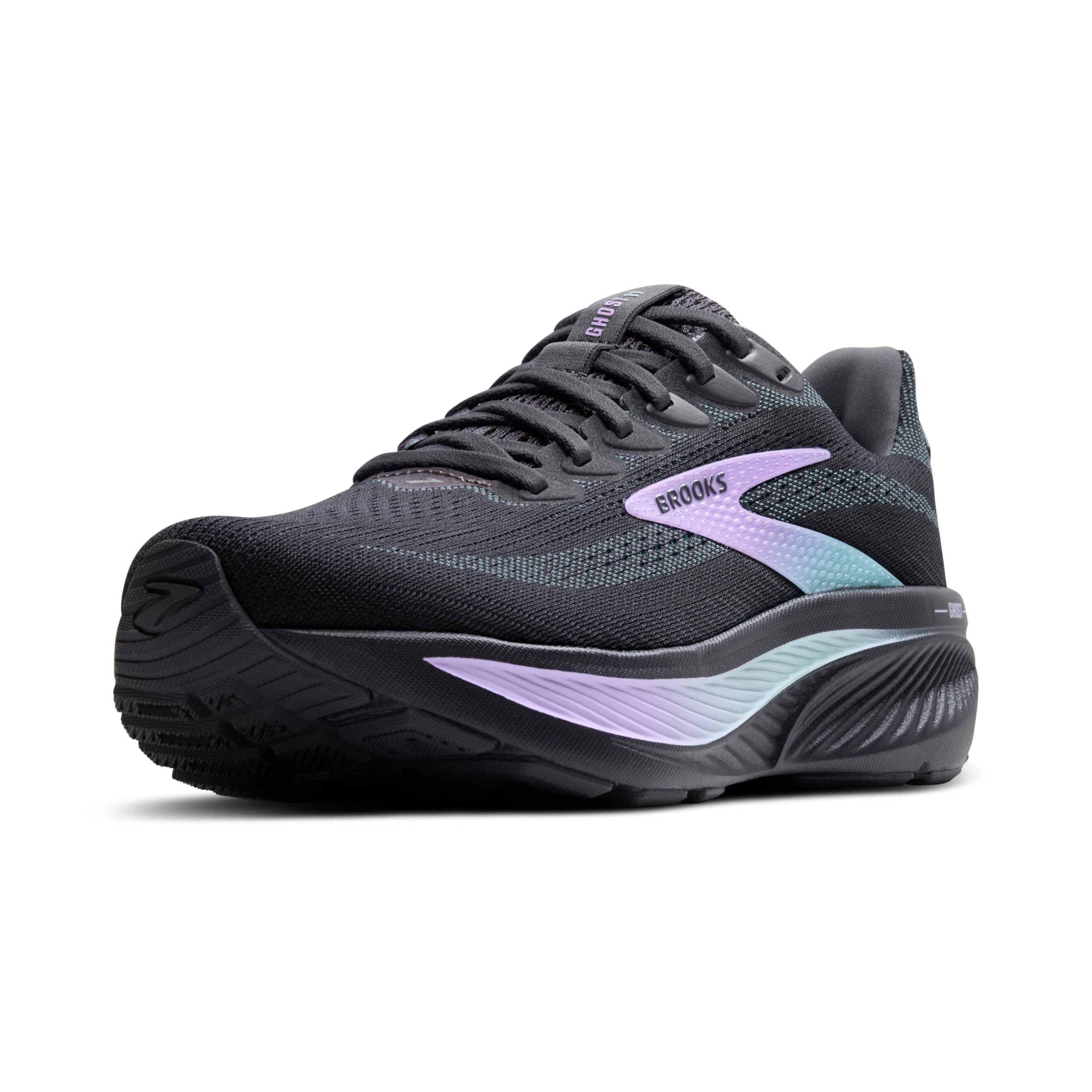Brooks Women’s Ghost 17 Neutral Running Shoe, Grey/Clearwater/Purple, 13 Wide