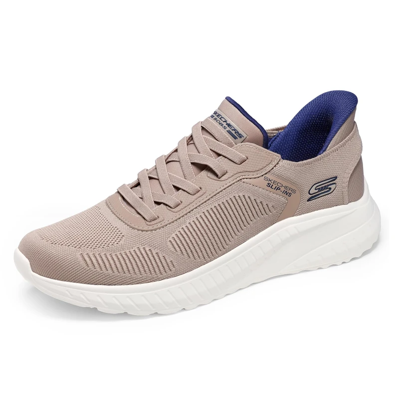 Skechers Men's Hands Free Slip-ins Squad Chaos-Solid Step Sneaker, Taupe, 8.5 UK Wide
