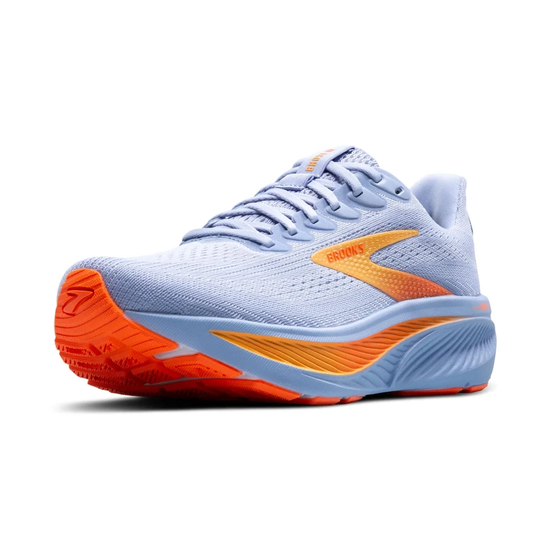 BROOKS Womens Ghost 17 Sneaker, Blue Heron White Orange, 6 UK