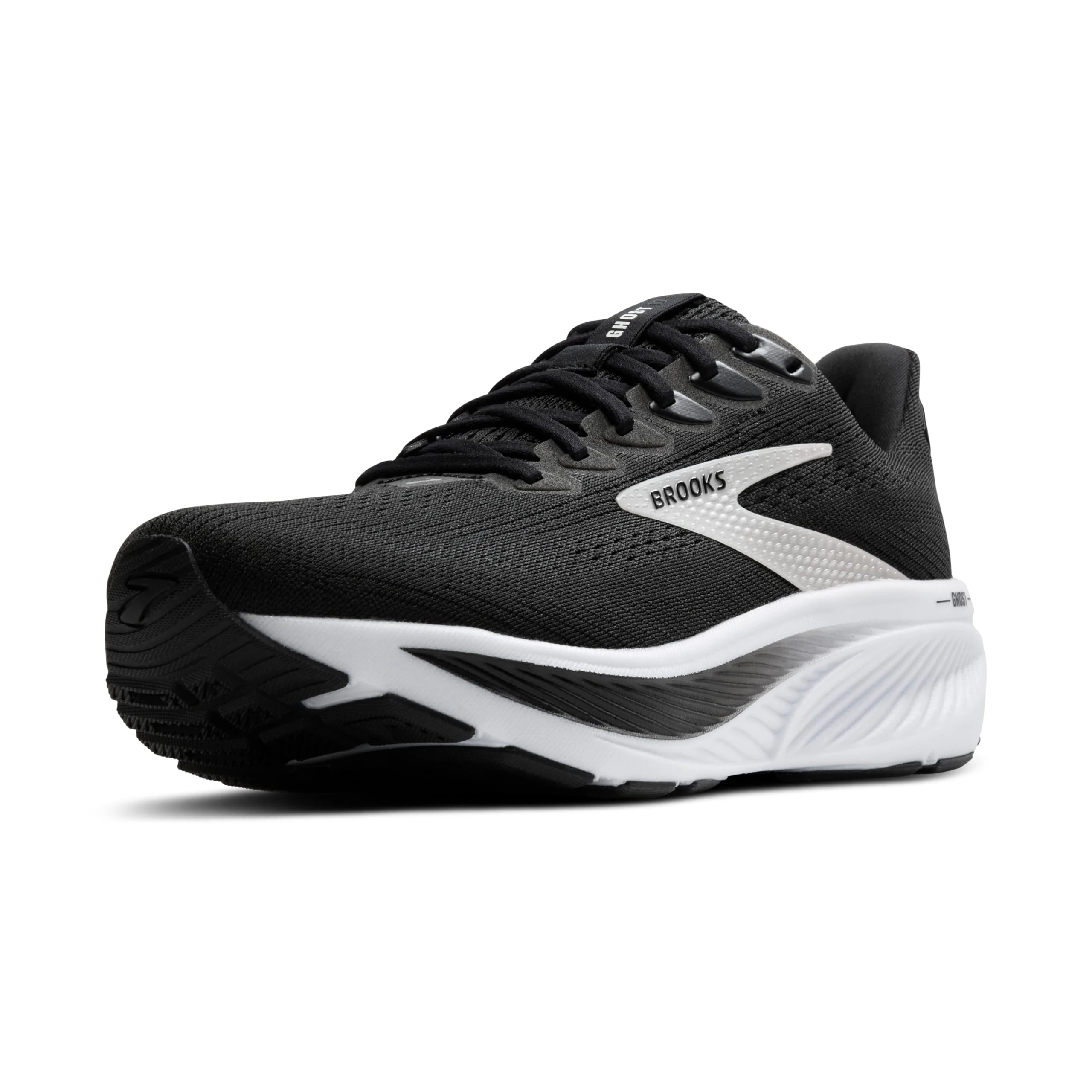Brooks Men’s Ghost 17 Neutral Running Shoe, Black/Grey/White, 8 Wide