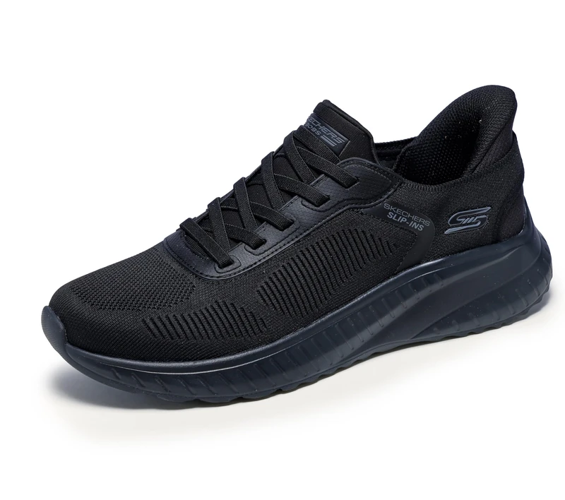 Skechers Men's Bobs Squad Chaos Solid Step Trainer, Black, 6.5 UK