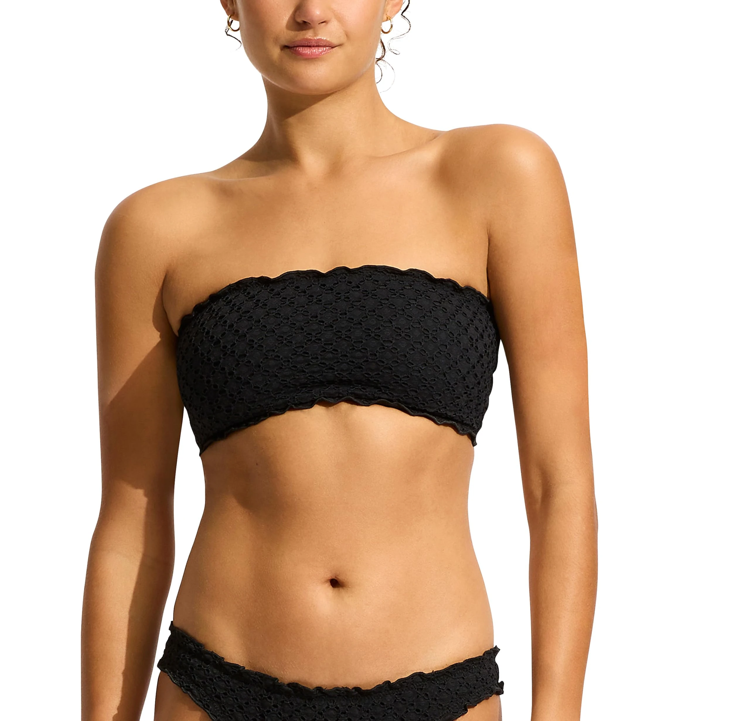 Seafolly Women's Bandeau Tube Bikini Top, Daydreamer Black, 14
