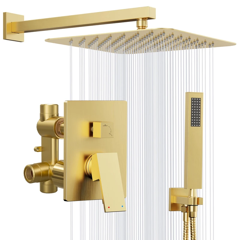 Kurpot 10" Shower Valve Set Brushed Gold