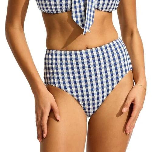 Seafolly Women's High Waisted Full Coverage Low Legline Bikini Bottom, Bella Ultramarine, 12